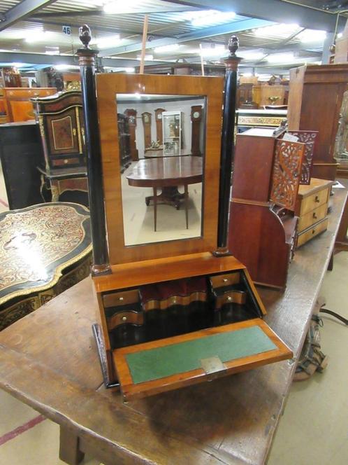 Oer 09028 antiek 18e eeuws kersen MINI bureautje met spiegel, Antiek en Kunst, Antiek | Overige Antiek, Ophalen
