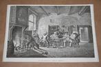 Antieke gravure - Wachtkamer i/d 18e eeuw - Cornelis Troost, Antiek en Kunst, Ophalen of Verzenden