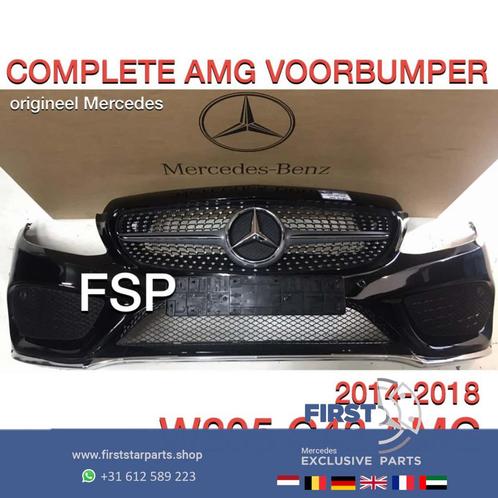 W205 C205 AMG VOORBUMPER Mercedes C Klasse 2014-2018 ZWART O, Auto-onderdelen, Carrosserie en Plaatwerk, Bumper, Mercedes-Benz