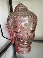 Vintage glazen Buddha hoofd Roze, Ophalen of Verzenden, Zo goed als nieuw