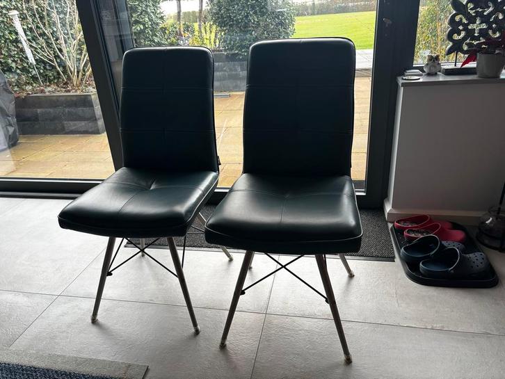 2 Hender & Hazel Eetkamerstoelen, Huis en Inrichting, Stoelen, Zo goed als nieuw, Twee, Leer, Metaal, Overige kleuren, Ophalen of Verzenden
