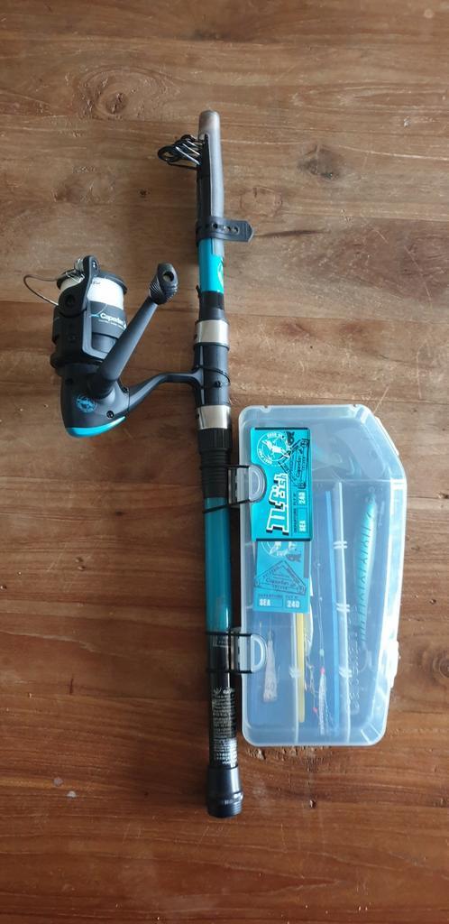 Werphengel met opbergdoosje., Watersport en Boten, Hengelsport | Algemeen, Zo goed als nieuw, Werphengel, Ophalen of Verzenden