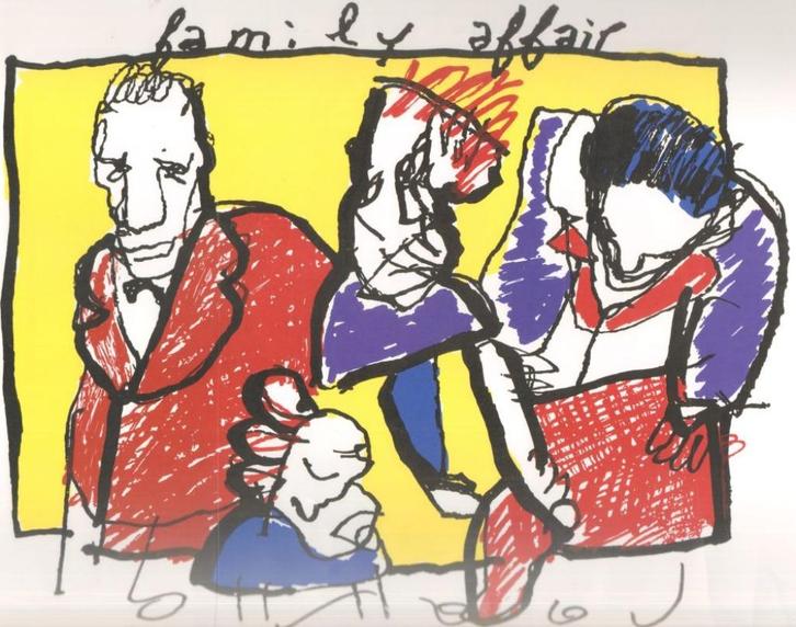 HERMAN BROOD Reproductie FAMILY AFFAIR, Antiek en Kunst, Kunst | Litho's en Zeefdrukken, Ophalen of Verzenden