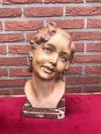 antieke gipsen buste van een meisjeshoofd, Antiek en Kunst, Curiosa en Brocante, Ophalen of Verzenden