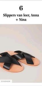 Anna + Nina 100% leren sandalen/slippers Mt. 40, Zwart, Anna +Nina, Gedragen, Sandalen of Muiltjes
