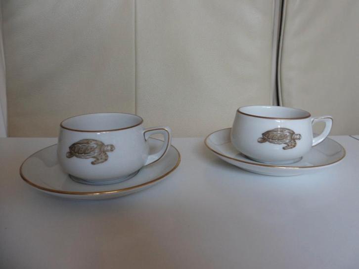 2x Lacroix schildpad espressokopjes / demitasse, Huis en Inrichting, Keuken | Servies, Zo goed als nieuw, Kop(pen) en/of Schotel(s)