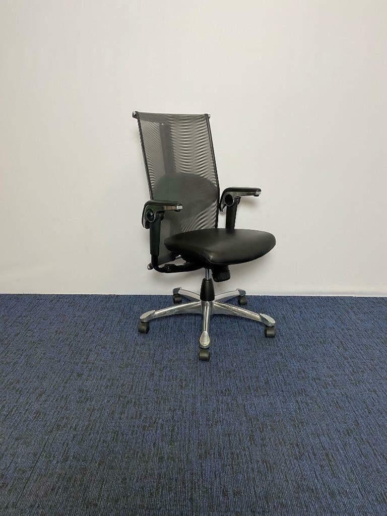 Luxe directiestoel HÅG H09 - Inspiration 9220 - zwart, Huis en Inrichting, Stoelen, Gebruikt, Eén, Leer, Metaal, Zwart, Ophalen