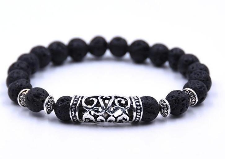 Armband van lava in maat naar wens, Sieraden, Tassen en Uiterlijk, Armbanden, Nieuw, Elastiek, Zwart, Met bedels of kralen, Ophalen of Verzenden