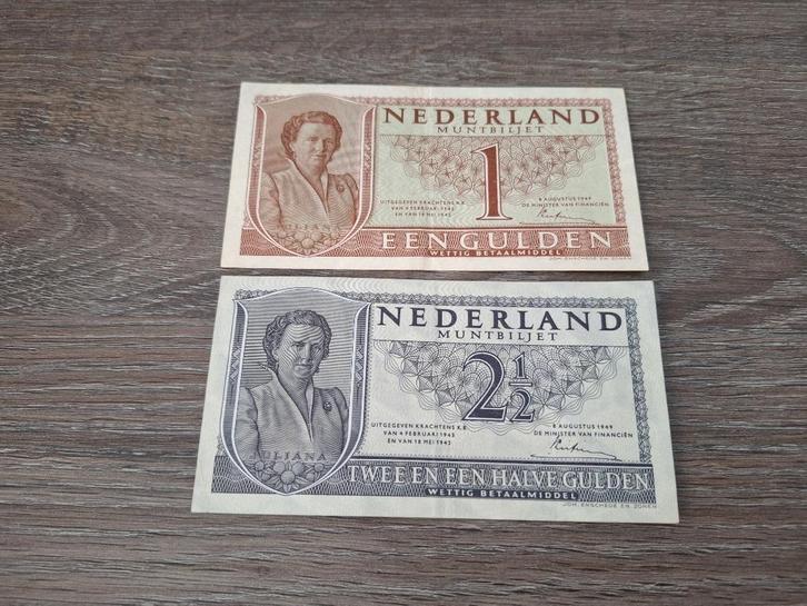 Setje heel mooie muntbiljetten 1 en 2,5 gulden Juliana, 1949, Postzegels en Munten, Bankbiljetten | Nederland, Ophalen of Verzenden