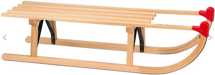 Houten slee Davos met of zonder rugleuning, Kinderen en Baby's, Speelgoed | Buiten | Sleeën, Nieuw, Hout, Rugleuning, Ophalen