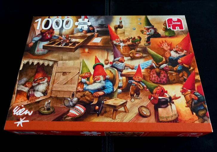 Puzzel 1000 stukjes Bij de Kabouters Thuis - Rien Poortvliet, Hobby en Vrije tijd, Denksport en Puzzels, Zo goed als nieuw, Legpuzzel