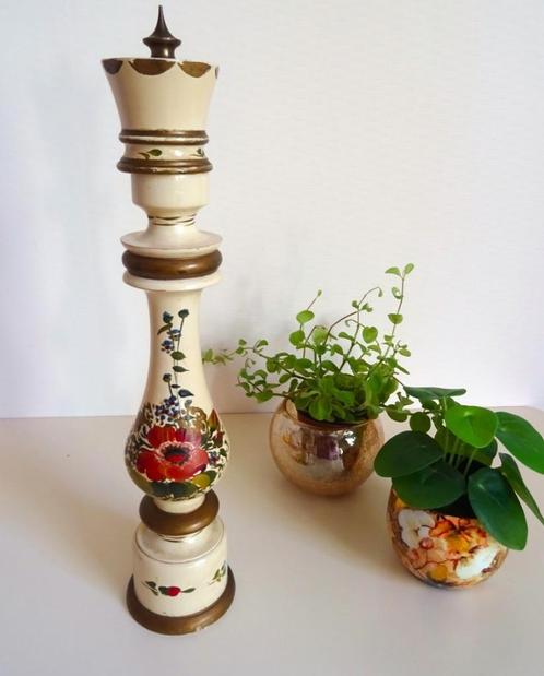 Houten handbeschilderde vintage pepermolen, Huis en Inrichting, Keuken | Keukenbenodigdheden, Gebruikt, Verzenden
