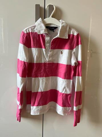 Ralph Lauren Rugby Shirt - Roze/Wit beschikbaar voor biedingen