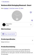 Karlsson Klok Swinging Diamond - Zwart, Huis en Inrichting, Ophalen of Verzenden, Zo goed als nieuw