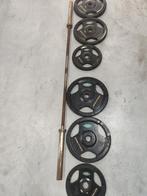 Halterstang set 130 KG, Halterschijven, Benen, Gebruikt, -