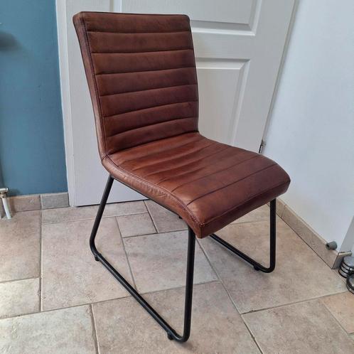 Eetkamerstoel dax cognac goossens wonen en slapen, Huis en Inrichting, Stoelen, Zo goed als nieuw, Eén, Leer, Bruin, Ophalen