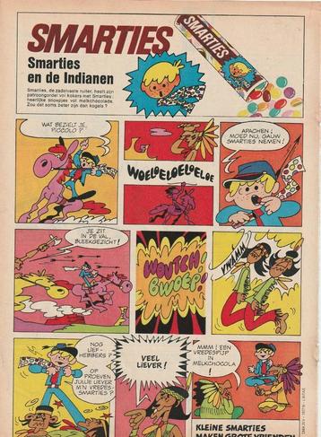 retro reclame 1971 Smarties chocolade snoepjes indianen beschikbaar voor biedingen