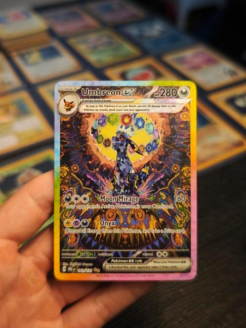 ☀️ Umbreon ex 161 Prismatic Evolutions #1, Hobby en Vrije tijd, Verzamelkaartspellen | Pokémon, Zo goed als nieuw, Losse kaart