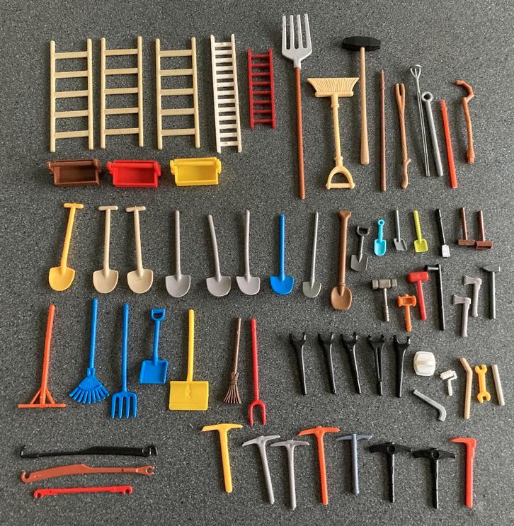 Playmobil gereedschap ladder bezem borstel schep hamer etc, Kinderen en Baby's, Speelgoed | Playmobil, Zo goed als nieuw, Los playmobil