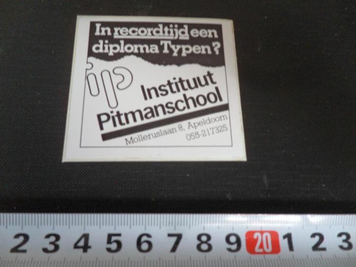 sticker Apeldoorn IP Instituut Pitmanschool Diploma Typen, Hobby en Vrije tijd, Stickers en Plaatjes, Zo goed als nieuw, Sticker