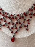 Zilveren collier Granaat, Verzenden, Zo goed als nieuw, Met edelsteen, Rood
