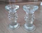 Vintage Pukeberg kandelaar, glas, Staffan Gellerstedt, 12,5c, Antiek en Kunst, Ophalen of Verzenden, Overige materialen