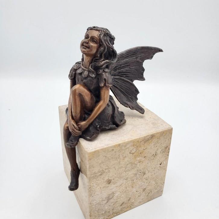 Bronzen beeld/ ZITTEND ELFJE /FEE / ENGEL, Antiek en Kunst, Kunst | Beelden en Houtsnijwerken, Ophalen of Verzenden