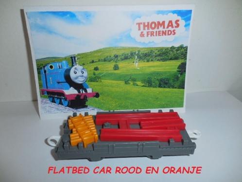 Trackmaster Thomas de Trein, Flatbed Car Rood en Oranje, Kinderen en Baby's, Speelgoed | Thomas de Trein, Gebruikt, Ophalen of Verzenden