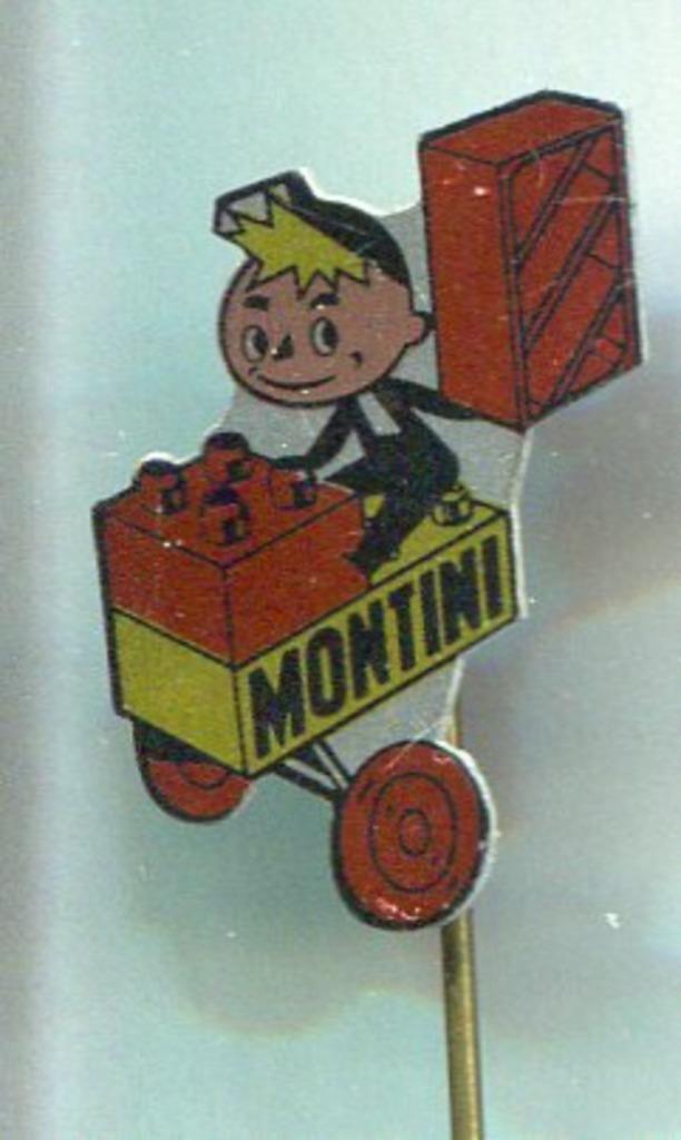 MONTINI blik speelgoedbouwblokken speldje ( W_318a ), Verzamelen, Speldjes, Pins en Buttons, Zo goed als nieuw, Speldje of Pin