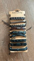 9 leren armbanden zwart en bruin, Ophalen of Verzenden, Nieuw, Leer