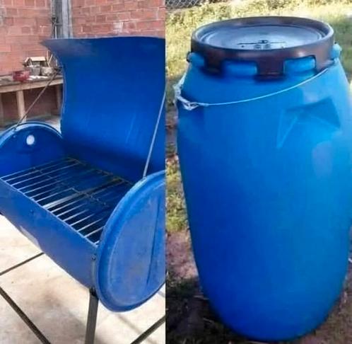 Zelfgemaakte regenton barbeque, Tuin en Terras, Regentonnen, Zo goed als nieuw, Kunststof, 150 liter of meer, Ophalen of Verzenden