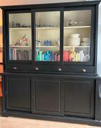 Zwarte Buffetkast met Schuifdeuren, Huis en Inrichting, Ophalen, Gebruikt, Glas, Met lade(s)