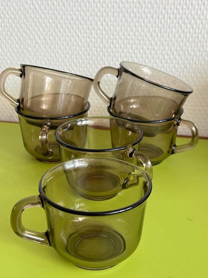 Arcoroc France Rookglazen Koffiekopjes - Jaren 70/80, Huis en Inrichting, Keuken | Servies, Zo goed als nieuw, Kop(pen) en/of Schotel(s)