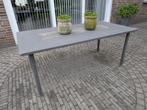 Stalen tuintafel met inlegplaat natuursteen, Ophalen, Gebruikt, Rechthoekig, Metaal