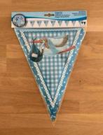 Vlaggenlijn / slinger ooievaar blauw - 10 m |geboorte jongen, Ophalen of Verzenden, Nieuw, Versiering, Geboorte of Huwelijk