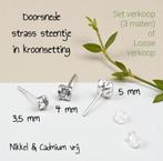 Zilvertone oorstekers blank strass 3,5 - 4 of 5 mm set / los, Overige materialen, Verzenden, Nieuw, Zilver