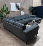 ZGAN Ribstof U-Bank / Hoekbank - Antraciet - 345cm, Ophalen, -, -, 300 cm of meer