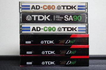 6 TDK cassettebandjes, 3 geseald en 3 lege onbeschreven !! beschikbaar voor biedingen
