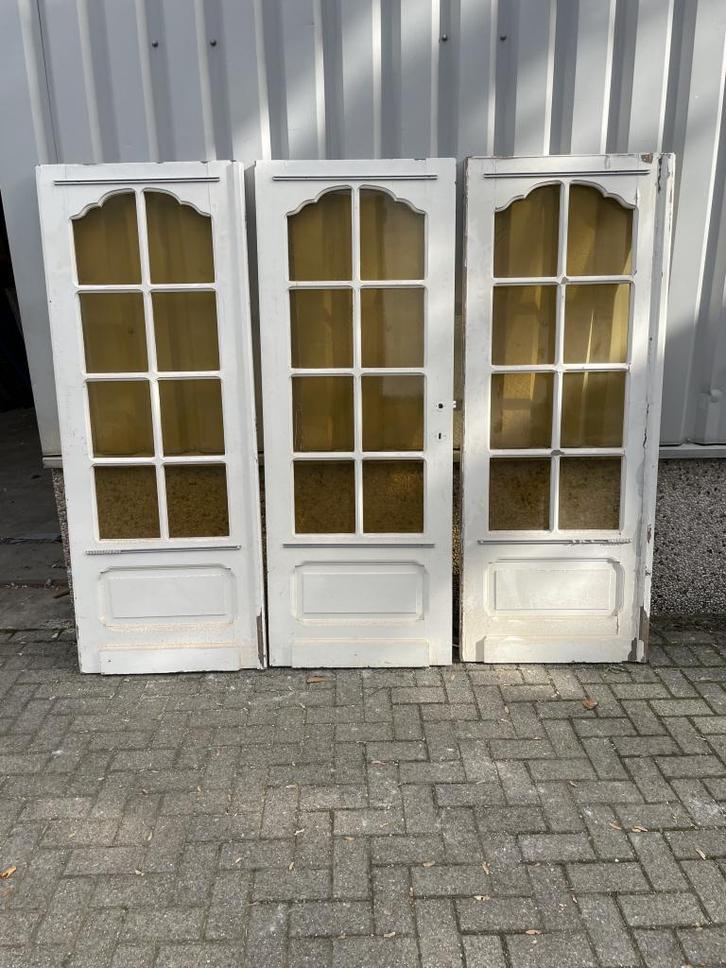 Vintage ensuitedeuren, Doe-het-zelf en Verbouw, Deuren en Horren, Gebruikt, Binnendeur, Minder dan 200 cm, 120 cm of meer, Glas