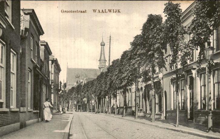 Waalwijk - Grootestraat - Straatbeeld, Verzamelen, Ansichtkaarten | Nederland, Gelopen, Noord-Brabant, 1920 tot 1940, Ophalen of Verzenden