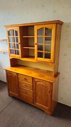 Grenen Buffetkast met Glazen Deuren, Huis en Inrichting, Ophalen, Gebruikt, Glas, 150 tot 200 cm