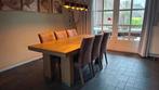 Houten eettafel 1.00 x 2.21 met 6 stoelen, Huis en Inrichting, Ophalen, Gebruikt, 100 tot 150 cm, Vijf personen of meer