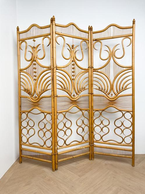 Vintage uniek rotan kamerscherm roomdivider, Huis en Inrichting, Woonaccessoires | Kamerschermen, Zo goed als nieuw, Ophalen