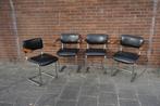 Vintage buisframe slede armstoelen Thonet, Huis en Inrichting, Stoelen, Ophalen, Gebruikt, Zwart, Vintage