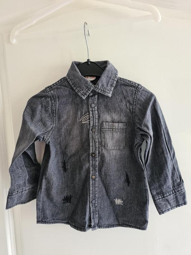 Hema blouse antaciete blouse grijze blouse 98, Kinderen en Baby's, Kinderkleding | Maat 98, Zo goed als nieuw, Jongen, Overhemd of Blouse