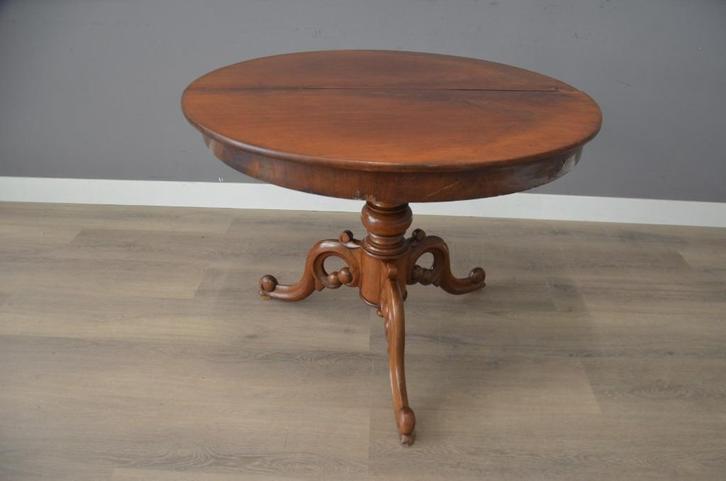 Antieke Mahonie tafel 100 cm doorsnede, Antiek en Kunst, Antiek | Overige Antiek, Ophalen of Verzenden