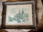Aquarel of tekening Nederlandse stad bevrijd, Antiek en Kunst, Ophalen of Verzenden