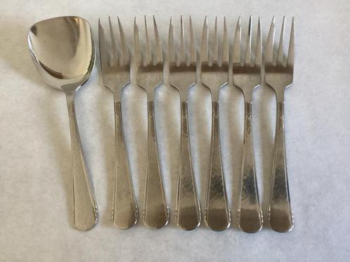 6x Gebaksvorkje en 1x suikerschep Gero Zilmeta model 294, Antiek en Kunst, Antiek | Bestek, Verzenden
