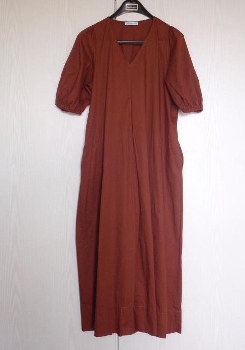 Lange edelkatoenen Azurro jurk XL, Kleding | Dames, Jurken, Zo goed als nieuw, Maat 46/48 (XL) of groter, Bruin, Onder de knie