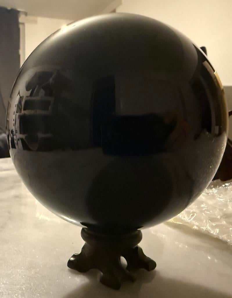 Mooie grote spirituele obsidiaan edelsteen bol, 10cm. Heksig, Ophalen of Verzenden, Nieuw